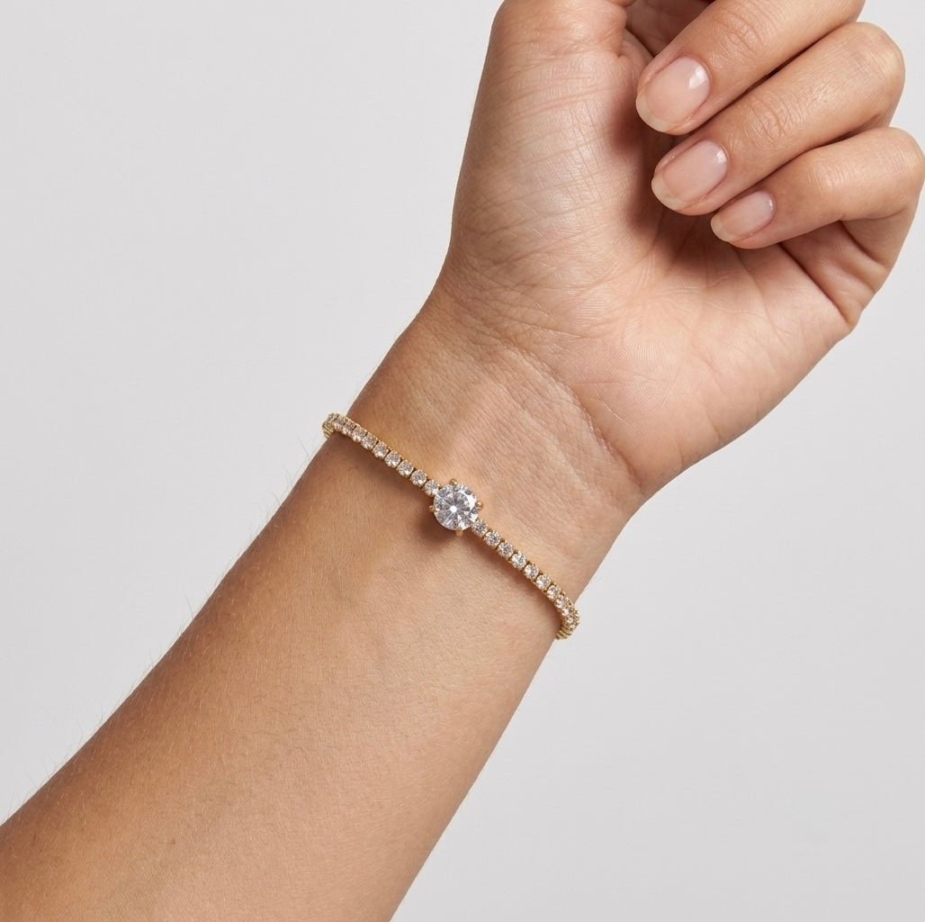 Fashionable Square Zircon Tennis Chain Bracelet
