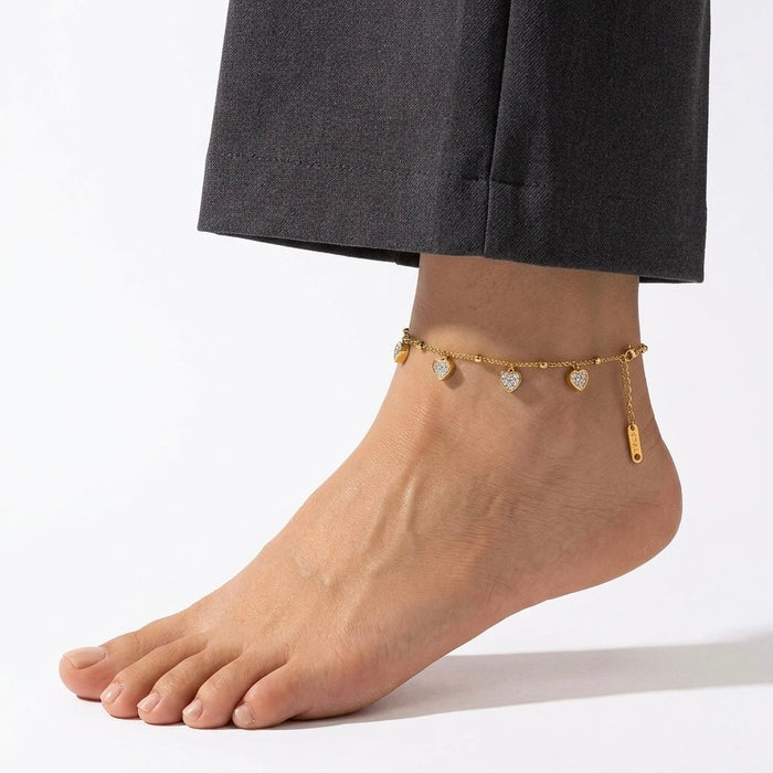 Five Heart Charm Anklet