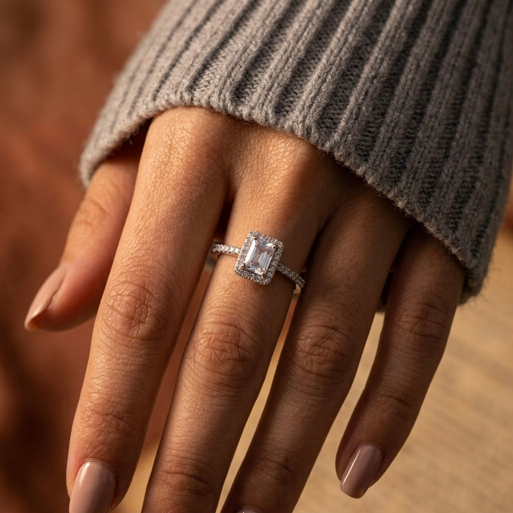 Square Zircon Ring — Adjustable