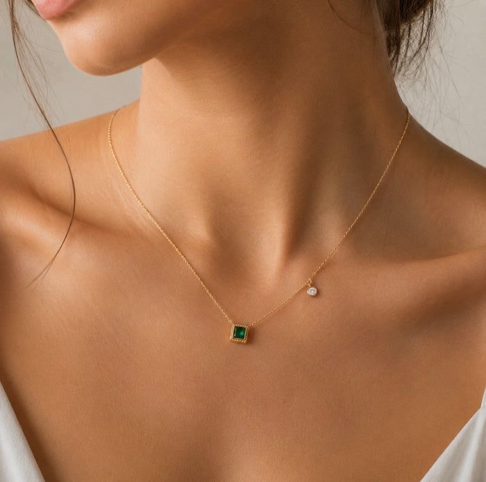 Sterling Silver Sugar Cube Pendant Necklace