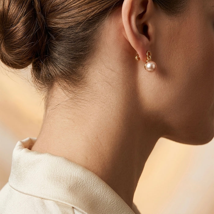 Pearl Bow Drop Earrings
